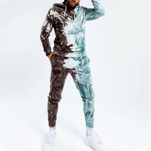 Ensemble de survêtement à capuche tie-dye pour homme, sweat-shirt et pantalon longs, imprimé par sublimation dégradé, style streetwear - Product Image 2