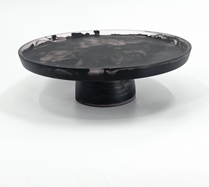 Round Black Resin Disposable Eco-Friendly Handmade Cake Stand with Non-Stick Surface Food Grade Plastic - Product Image 1