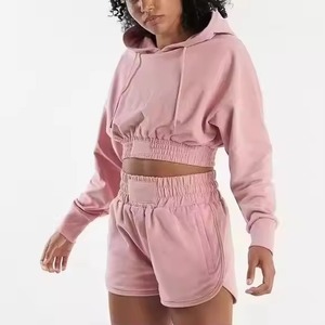 Conjunto de Pantalones Cortos y Sudadera para Mujer, Hecho a Medida, 100% Algodón, Conjunto de Dos Piezas, Sudadera con Capucha y Pantalones Cortos Deportivos - Product Image 2