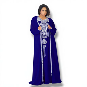 Vestido Kaftan Islámico Awais House Bride, Corte A, Georgette, Cristal, Simple, Largo hasta el Suelo, Mangas Largas, para Bodas, Festivales de Verano, Eid - Product Image 1