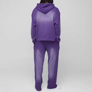 ชุดวอร์มซิปเต็มตัว มีกระเป๋าข้าง ทรงขาบาน สีซีดแบบวินเทจ ลายกราฟิกพิมพ์ลาย  ฮู้ดดี้ซิป  ทรงหลวมสำหรับผู้ชาย - Product Image 2