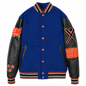 Chaqueta Varsity Negra para Hombre con Mangas de Cuero, Bordada con el Número 1978, Chaqueta Bomber de Béisbol, Resistente al Viento, para Invierno - Product Image 3