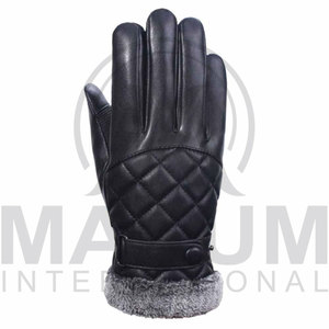 Gants de conduite en cuir véritable, gants d'hiver fantaisie en cuir de vachette et peau de mouton, compatibles écran tactile - Product Image 2