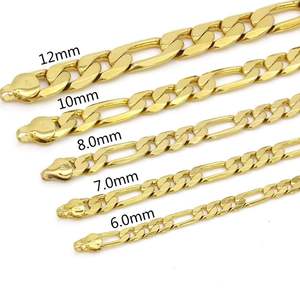 Collar de Cadena Figaro Vintage de Cobre Chapado en Oro de 18K para Fiesta, Joyería Hip Hop al por Mayor, 6mm 7mm 8mm 10mm 12mm - Product Image 1