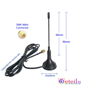 ETEILY High Quality 868MHz 3dBi Magnetic Antenna RG174 <b>Cable</b> + SMA (M) St. Connector <b>External</b> Telecommunications Applications - Product Image 2