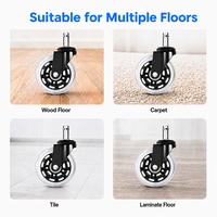 Roulettes pivotantes silencieuses de 3 pouces avec frein pour mobilier et chaise de bureau, en polyuréthane PU, avec anneau de friction, rouleau noir