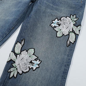 Jeans Baggy de Mezclilla Tejida Recubierta para Hombre con Logotipo Personalizado y Bordado Floral - Estilo Vintage de Lujo - Product Image 3