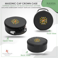 Étui à casquette de Chevalier Templier maçonnique édition limitée, avec emblème croix noire, boîte de transport pour chapeau de franc-maçon en similicuir noir avec fermeture éclair