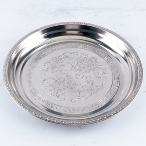 Vente chaude De Luxe Ruban En Acier Inoxydable Rond Créatif <span class=keywords><strong>Simple</strong></span> Hôtel De Mariage Nourriture Fruits Snack Plateau De Service assiettes plats - Product Image 2