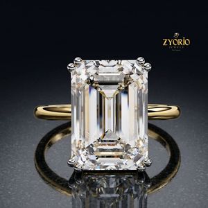 925 Sterling <b>Silver</b> <b>Emerald</b> Cut Solitaire Engagement <b>Ring</b> Large <b>Emerald</b> Cut Moissanite <b>Ring</b> Classic Promise <b>Ring</b> For Women - Product Image 2