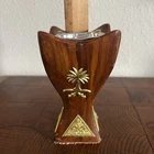 Traditional Arabic Wooden Mabkhara Brass Design Premium Eco-friendly Religious Bakhoor <b>Burner</b> Metal Inlay Decorative All-Season - Product Image 6
