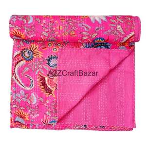 Edredón Kantha de Algodón Orgánico, Estampado, Hecho a Mano en India, Vintage, Cosido a Mano, para Hotel y Hogar, Ecológico, para Todas las Estaciones - Product Image 1