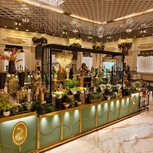 Comptoir ou bar de buffet moderne en acier inoxydable et bois pour la restauration - Product Image 4