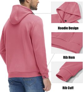 Sudadera con Capucha Azul Marino para Hombre, Sudadera con Capucha de Forro Polar de Manga Larga Personalizada de Alta Calidad, Sudadera con Capucha Extra Grande de Color Sólido para Hombre - Product Image 3