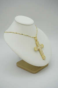 Collar con Colgante de Cruz Hip Hop, Diseño con Incrustaciones de Diamantes de Imitación, Joyería de Moda en Aleación, Accesorio Moderno y Brillante para Hombres y Mujeres - Product Image 5