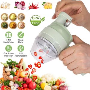Mini tritatutto elettrico 4-in-1 in acciaio inossidabile per frutta a base di carne all'aglio con una chiave autopulente mangime a lungo - Product Image 1