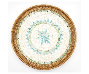 Plateau de rangement artisanal en rotin de qualité supérieure avec incrustations de nacre, provenant d'un fournisseur vietnamien - Plateau de rangement au fini artisanal - Product Image 4