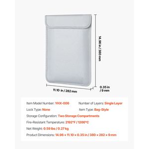 Organisateur de rangement portable pour dossiers, ignifuge et imperméable, avec fermeture éclair lisse, sac ignifuge pour documents, 2192 F - Product Image 5