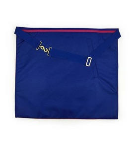 Tablier maçonnique Mark Grand Undress bleu roi avec bordure rouge et couronne de lauriers brodée or, pour assistant - Product Image 6