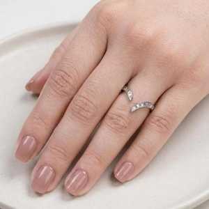 Bague de mariage empilable pour femme en or massif 10K 14K 18K, motif chevron en V, diamant de laboratoire taille baguette conique 0,50 ct - Product Image 6