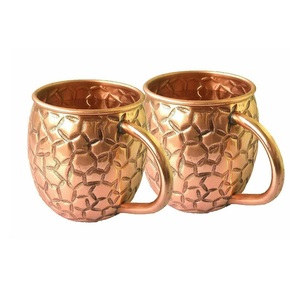 Handmade Copper Moscow Mule <b>Mugs</b> Set Vintage Hammered Hexagonal Pattern Solid Metal Drinkware for Adults Party Use - Product Image 1