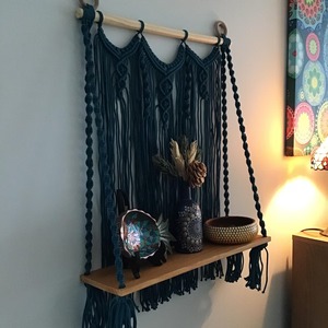 Wooden Macrame Wall Shelf Bohemian Hanging Shelf Ideal <b>For</b> Home <b>Decor</b> Storage Display Rack Plants Books And Other <b>Decor</b> <b>Items</b> - Product Image 4