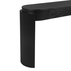 Consolle da ingresso TREXM con finitura effetto legno naturale, piano ovale scanalato e 2 cassetti - Product Image 3