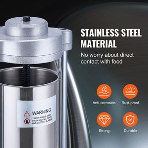 Insaccatrice Manuale per Uso Domestico 2 L/5 LBS in Acciaio Inossidabile, Macchina Verticale per Salsicce con Morsetto Tipo G e Barile per Alimenti - Product Image 5