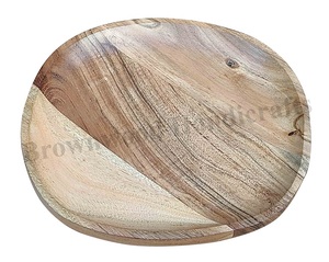 Assiettes à dîner et plateaux de service faits à la main en bois d'acacia respectueux de l'environnement-Décoration intérieure moderne pour charcuterie de fruits et apéritifs - Product Image 5