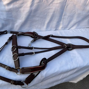 Martingala resistente para caballos, para montar y entrenar, de cuero duradero con hebillas seguras y correas ajustables. La mejor calidad. - Product Image 2