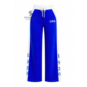 Zeta Phi Beta Women's Color Block Workout Set <b>Turtleneck</b> <b>Crop</b> <b>Top</b> Loose Fit Drawstring Pants Sorority Sportswear Tracksuit - Product Image 4