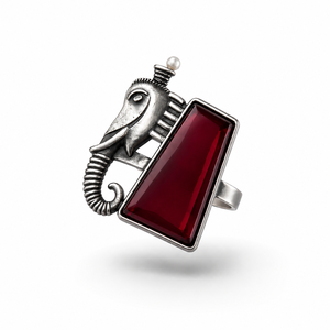 ELVORA GEMS แหวนค็อกเทลรูปสัตว์สไตล์วินเทจ เงิน 925 ประดับสีแดง ฝังแบบ Bezel Setting สำหรับผู้หญิง สวมใส่ได้ทุกวัน - Product Image 5