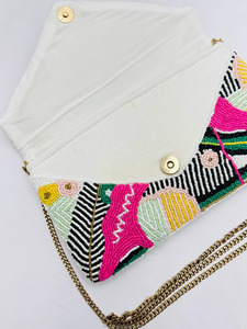 Bolso de Mano Floral, Bolso de Cuentas Multicolor, Diseño de Flores Bordadas, Bolso de Mano Personalizado para Fiesta de Noche o Boda, Elegante y Portátil para Mujer - Product Image 5