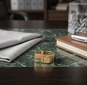 DIVYORO Bague signet pour homme plaquée or 22 carats avec symbole Om sacré - Product Image 4