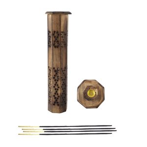 Handcrafted Wooden <b>Incense</b> Stick Holder with Floral Cutout Design Decorative Ash Catcher Home Meditation Yoga and Aromatherapy - Product Image 3