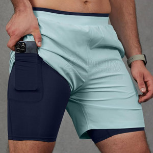 Pantalones Cortos Deportivos 2 en 1, Tela Elástica Suave, Ajuste Premium, para Gimnasio - Product Image 4