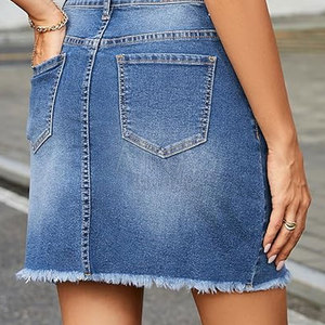 Jupe en jean d'hiver personnalisée pour femme, 100 % coton, légère, silhouette classique en A, coupe confortable, vêtement décontracté - Product Image 4