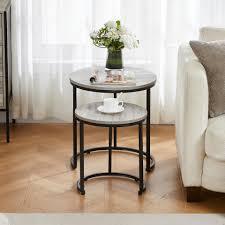 <b>Round</b> Nesting Side <b>Tables</b> Metal Frame End <b>Tables</b> Set for Living Room Sofa Corner Decor - Product Image 3