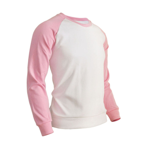 เสื้อสเวตเชิ้ตแขนยาวลำลองสำหรับผู้ชาย ผ้าฝ้าย 100% สีขาวชมพู แต่งขอบตัดกัน ทรงปกติ ถักทอ เป็นมิตรกับสิ่งแวดล้อม สีพื้น - Product Image 2