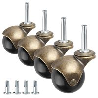 AAGUT Ensemble de 4 roulettes à billes de 2 po (8x38mm) avec douilles métalliques, roues en polyuréthane PP, charge >90kg, style vintage antique