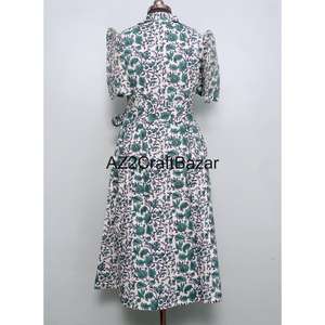 เดรสปาร์ตี้ทรงเอไลน์ความยาวปานกลางสำหรับผู้หญิง คอวี แขนสั้น ลายดอกไม้ ผ้าถักนิตติ้งคอตตอน มีกระเป๋า เหมาะสำหรับทุกฤดูกาล ใส่ทำงานได้ - Product Image 6