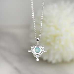 Colgante de luarímar en forma de luna creciente, plata de ley 925, collar de piedra preciosa natural, joyería para mujer, regalo, venta al por mayor - Product Image 3