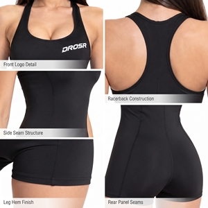 Women Racerback Bodysuit Short Length Scoop Neck Jumpsuit <b>Gym</b> Workout One Piece Breathable Jogging Wear Bodysuit <b>Ladies</b> - Product Image 6