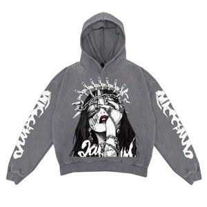 Hombres Custom Rhinestone Sublimación Sudaderas DTG DTF Impreso Sudadera Streetwear Oversized Pullover Factory Supply - Product Image 1