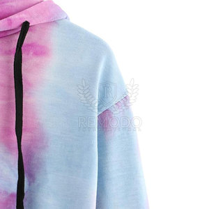 Prix de gros – Nouveau sweat à capuche tie-dye respirant en coton/polyester pour femme, avec logo personnalisé, idéal pour tenues décontractées à manches longues - Product Image 3