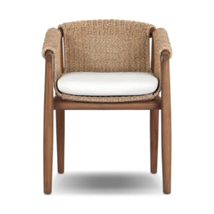 Silla de Comedor Moderna para Exteriores con Cuerda, Sillón de Madera de Teca para Patio, Jardín, Cafetería, Restaurante - Product Image 1