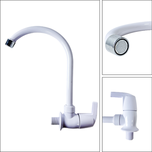 ก๊อกน้ำอ่างล้างจานแบบติดตั้งบนเคาน์เตอร์ KSN เวียดนาม รุ่น KSOM-35T9 สีขาวทันสมัย ผลิตจากพลาสติก ABS ชุบโครเมียม แบบน้ำเย็น หัวก๊อกแบบคอห่าน หมุนได้ - Product Image 3