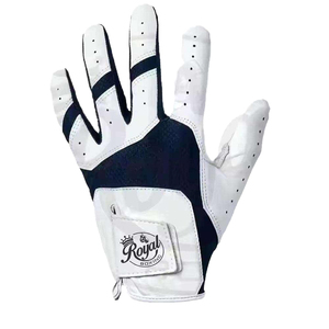 Gants de golf Grace White unisexes personnalisables en cuir véritable respirant pour droitier, style homme avec logo, emballés en blanc - Product Image 1