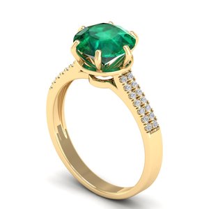 REYES High Quality 14K Solid Gold IGI Certified Diamond Solitaire <b>Ring</b> Round Cut 2.75Ct Emerald Gemstone Wedding Fine Jewelry - Product Image 2