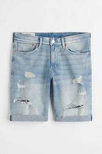 ODM/OEM Wholesale Custom New Arrivals Spring Summer Solid Blue Color Customized logo Slim Fit Denim Shorts for Men - Product Image 3